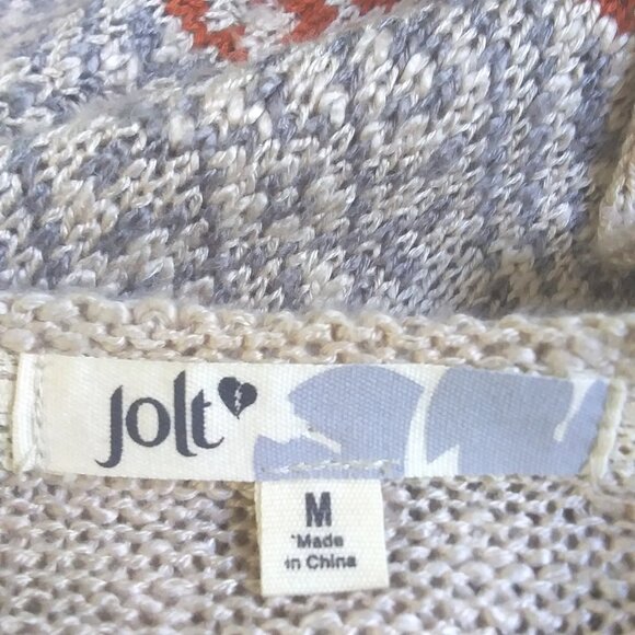 Jolt Cardigan Sweater Boho Fringe Lace Detail Open Front Womens Medium - Picture 4 of 10